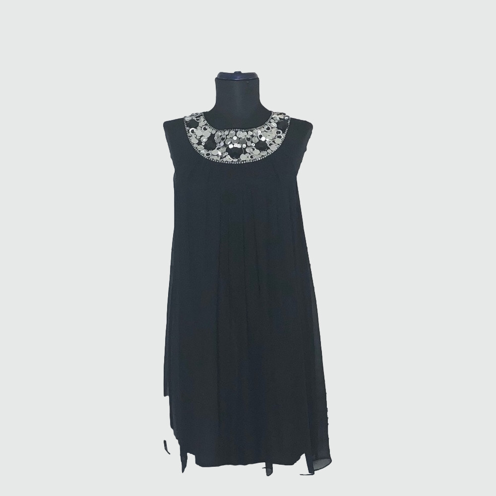 Maggy London Silk Black Beaded Sequin Mini Dress 6